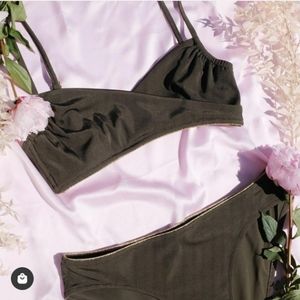 Morgan Lane Daisy Bikini Swim Set in Olive S